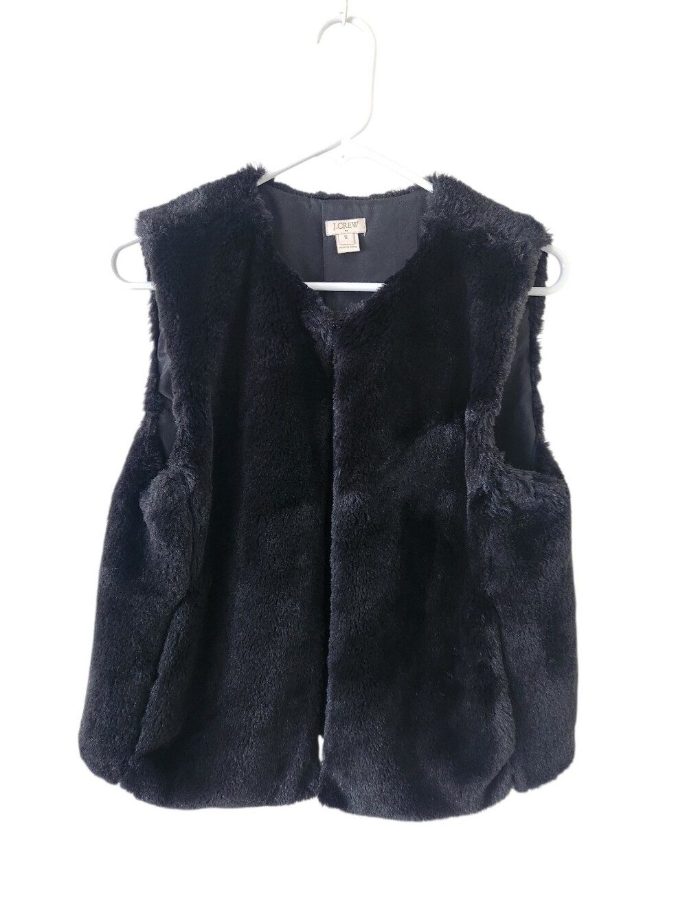 J Crew Black Faux Fur Vest